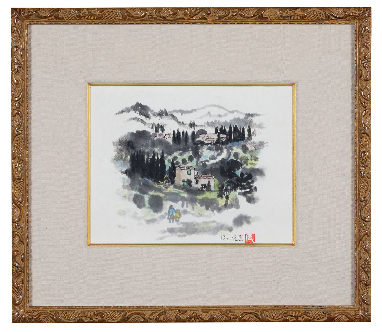 髙山辰雄 「路」 27.3×37.8㎝(5号大) 2.2kg 額付き