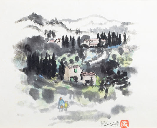 髙山辰雄 「路」 27.3×37.8㎝(5号大) 2.2kg 額付き