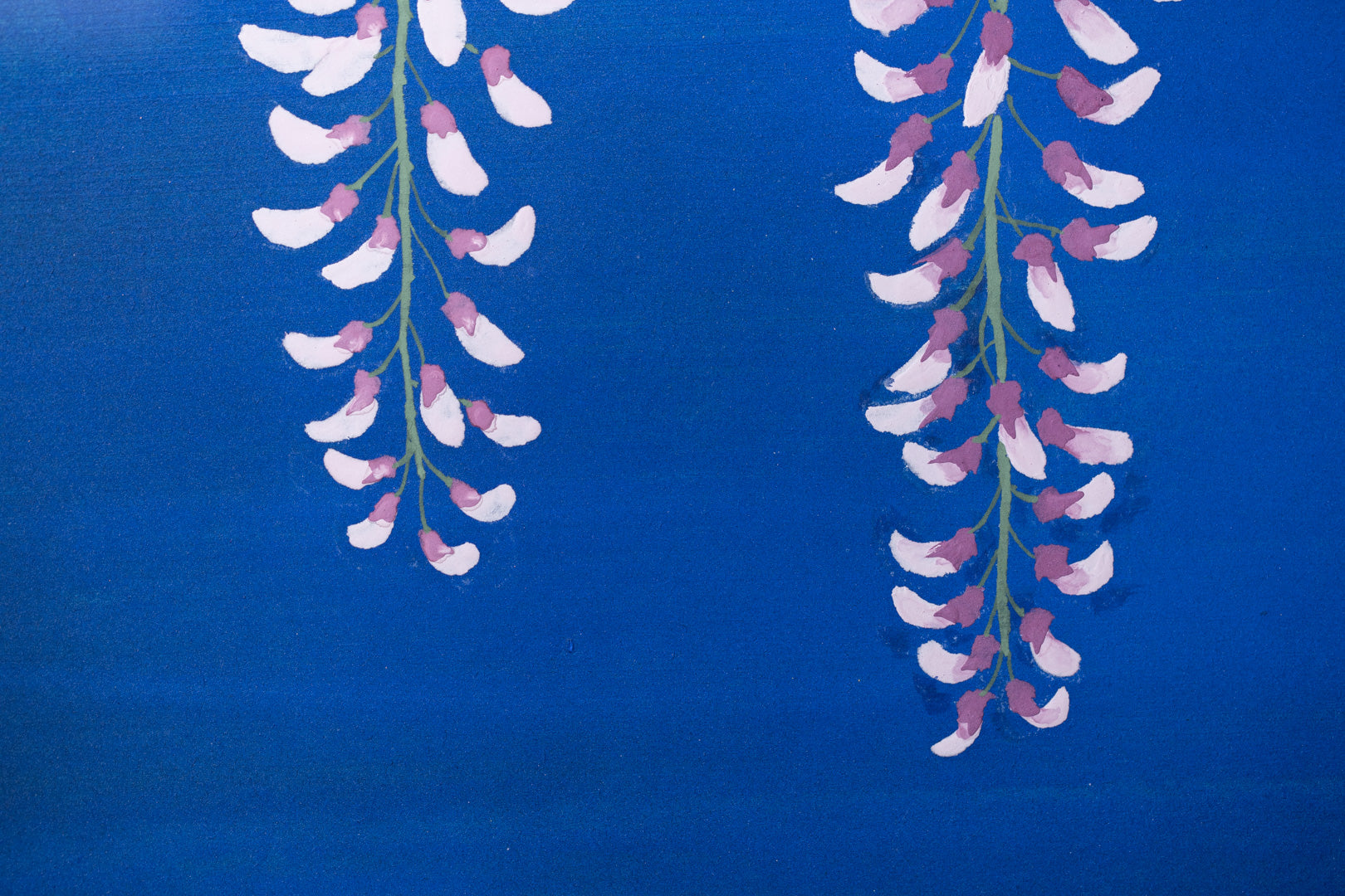 alt="Close-up detail of Harufukamu painting by Susumu Maki in Nihonga style"