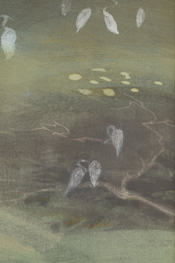 alt="Close-up detail of Ikoi painting by Mika Okumura in Nihonga style"