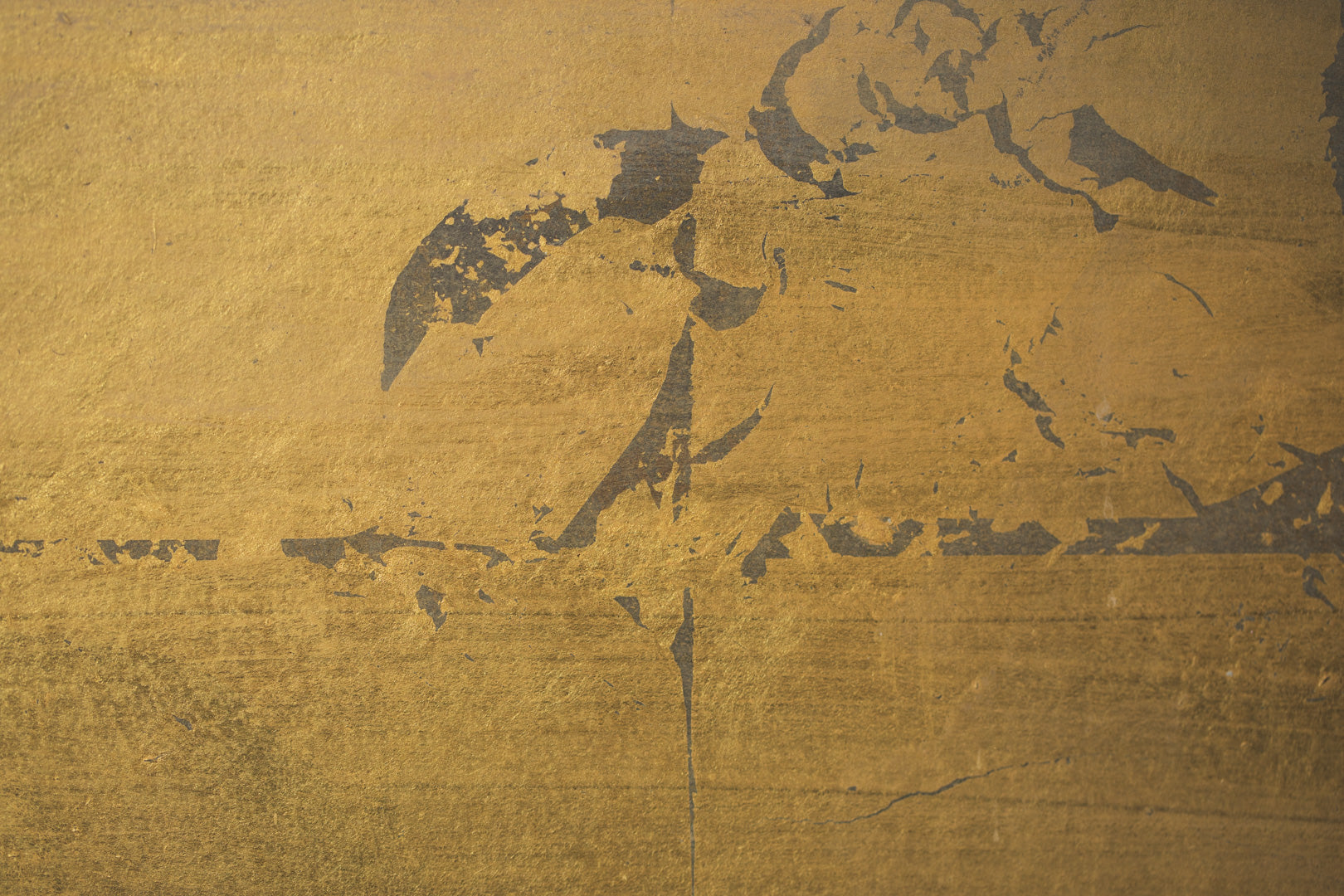 alt="Close-up detail of Ikoi painting by Mika Okumura in Nihonga style"