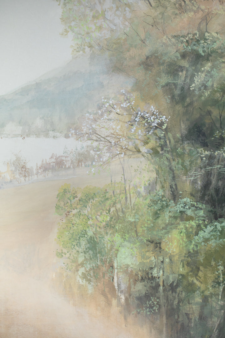 alt="Close-up detail of Yamazakura painting by Mika Okumura in Nihonga style"