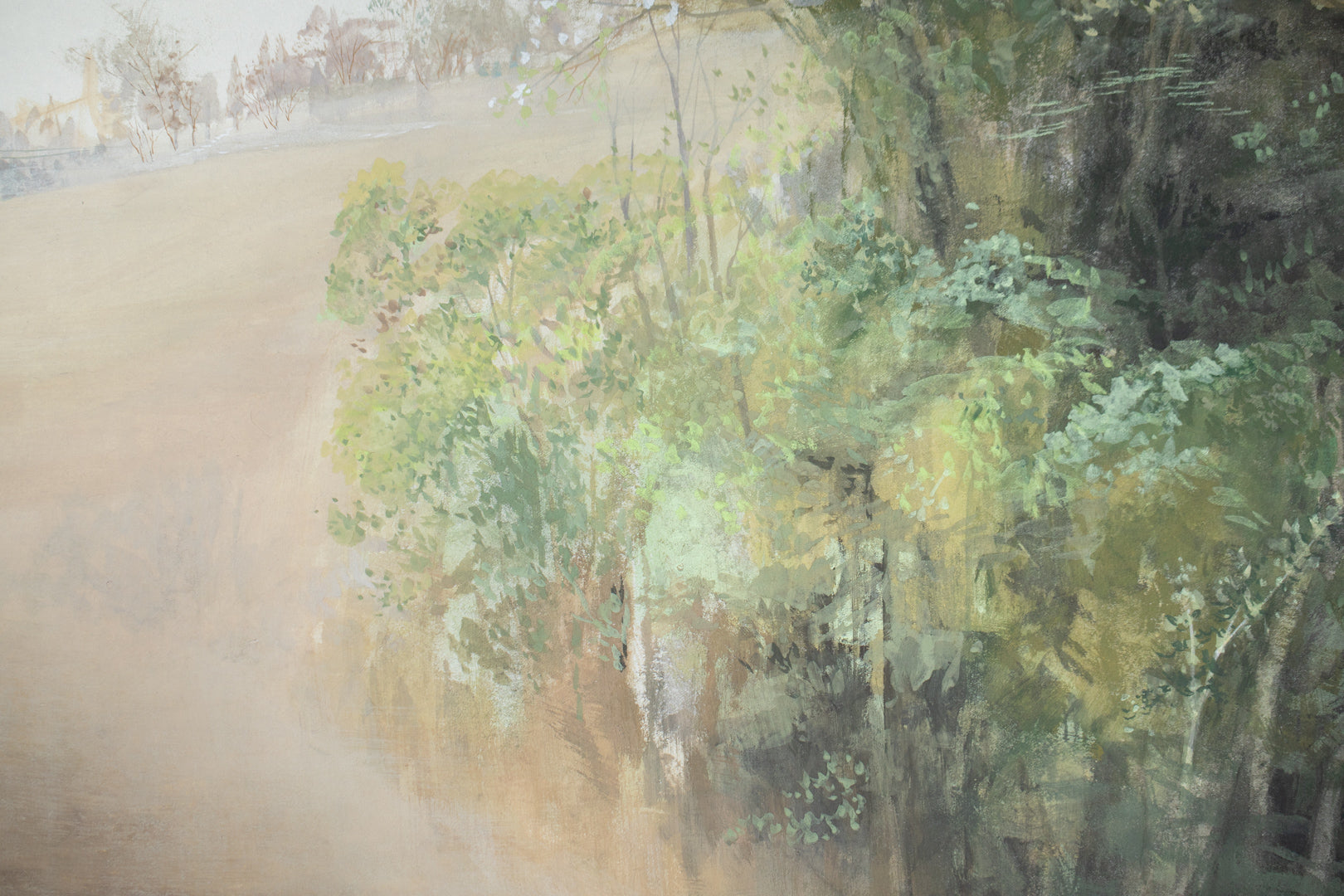 alt="Close-up detail of Yamazakura painting by Mika Okumura in Nihonga style"