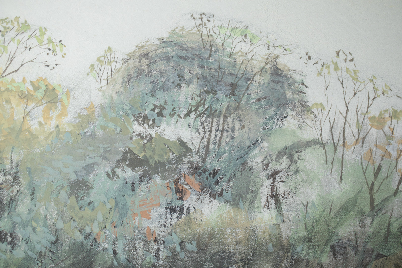 alt="Close-up detail of Yamazakura painting by Mika Okumura in Nihonga style"