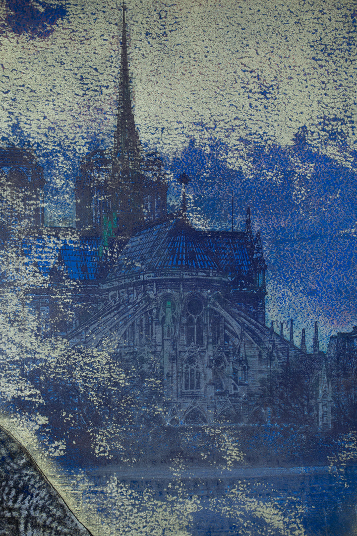 alt="Close-up detail of Kakou painting by Yoshihiro Shimoda in Nihonga style"