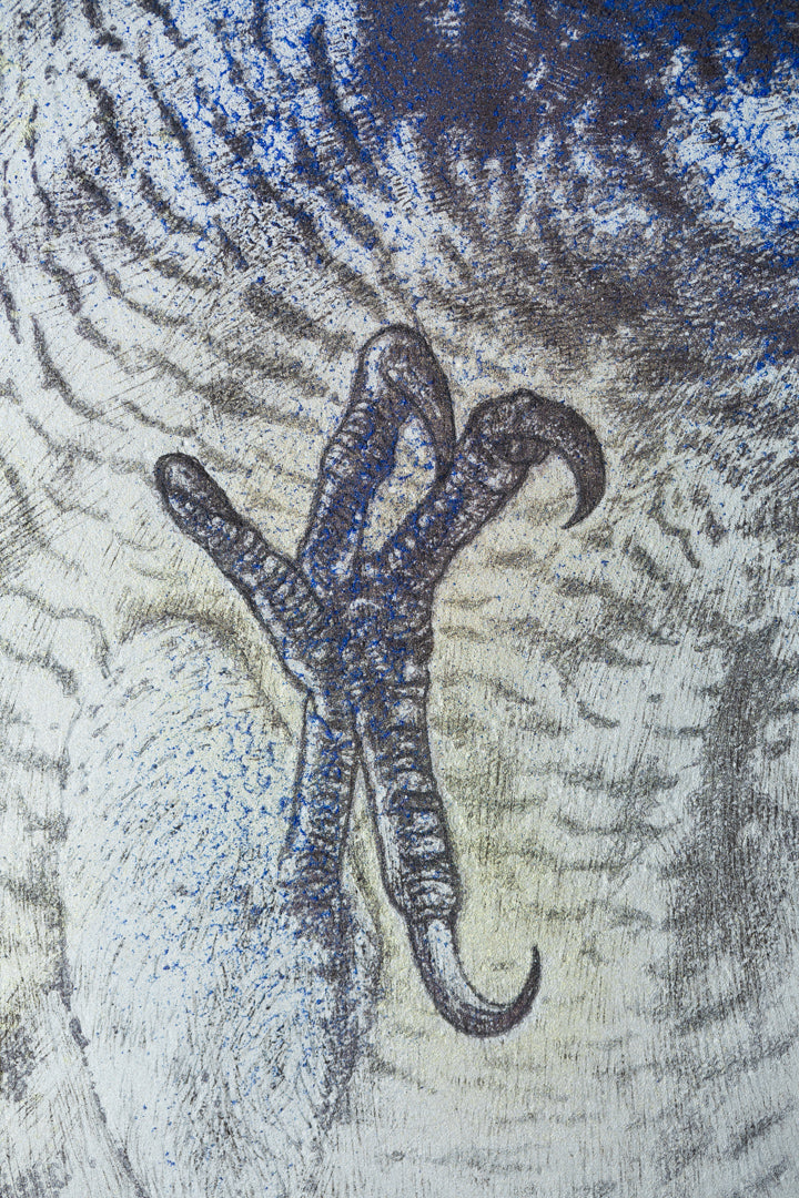 alt="Close-up detail of Kakou painting by Yoshihiro Shimoda in Nihonga style"