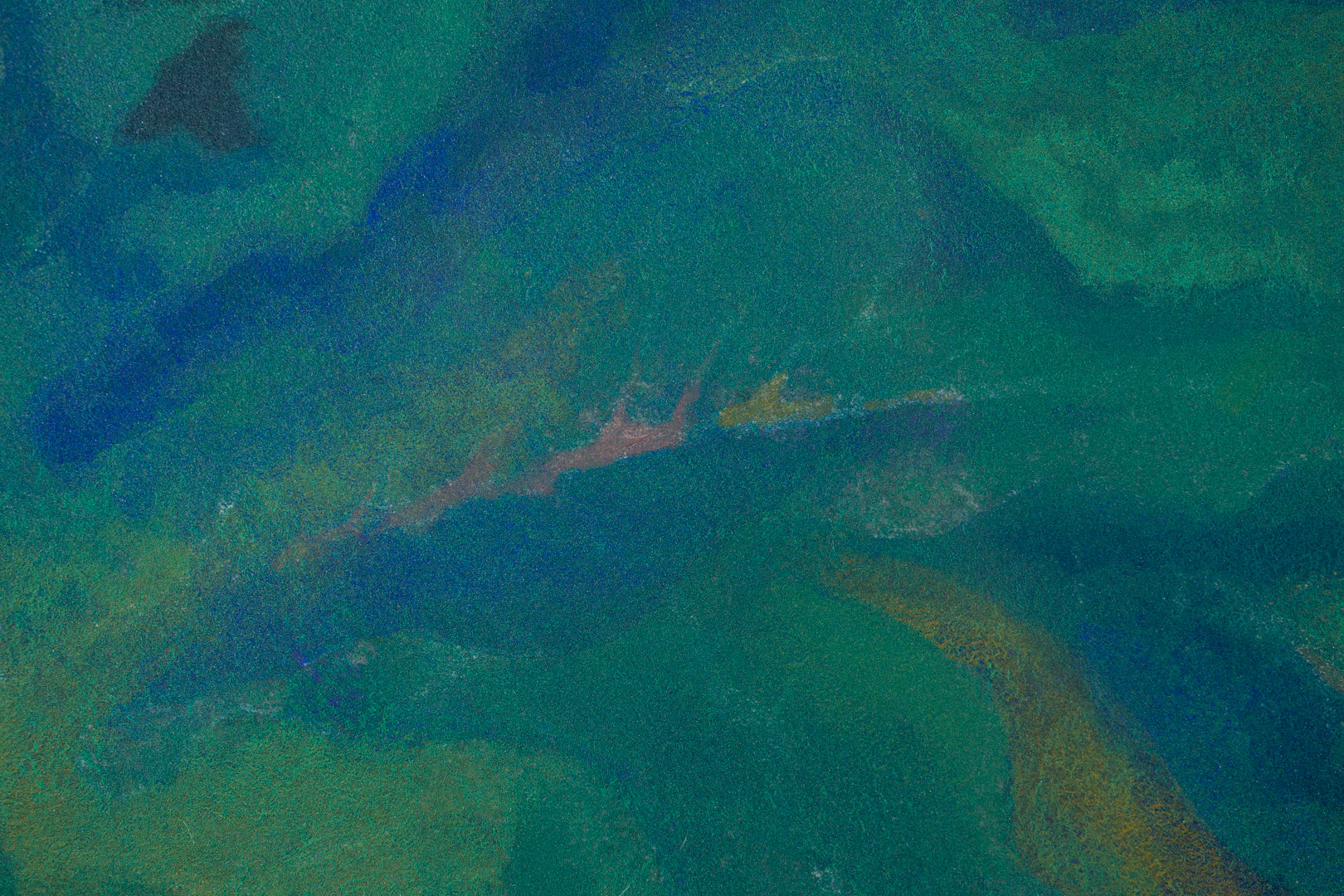 alt="Close-up detail of Inko (The Parakeets) painting showing the vivid green parakeets and colorful leaves by Tatsuo Takayama in Nihonga style"