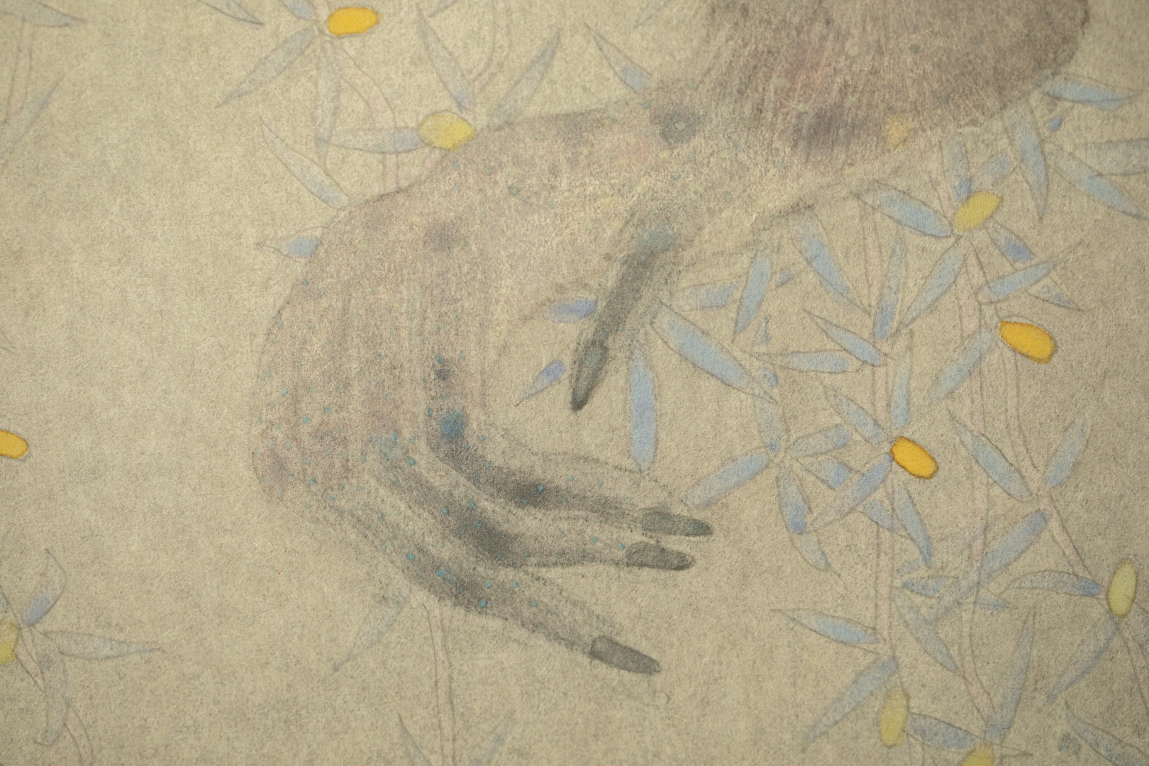 alt="Close-up detail of Gen painting by Koichi Takeuchi in Nihonga style"