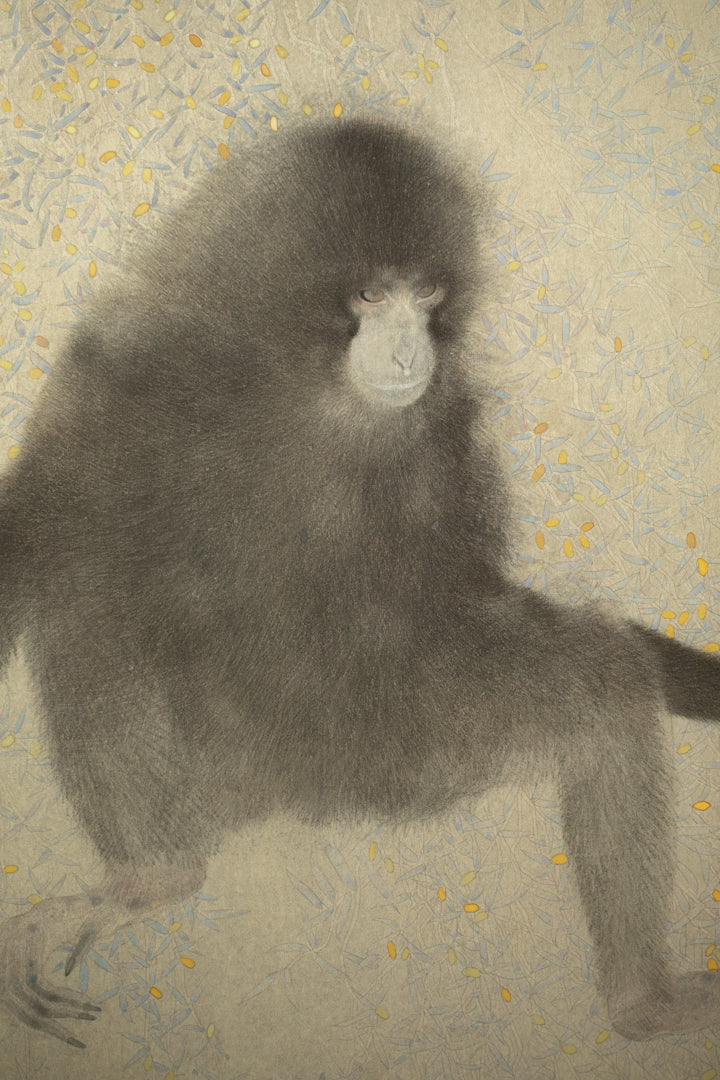 alt="Close-up detail of Gen painting by Koichi Takeuchi in Nihonga style"