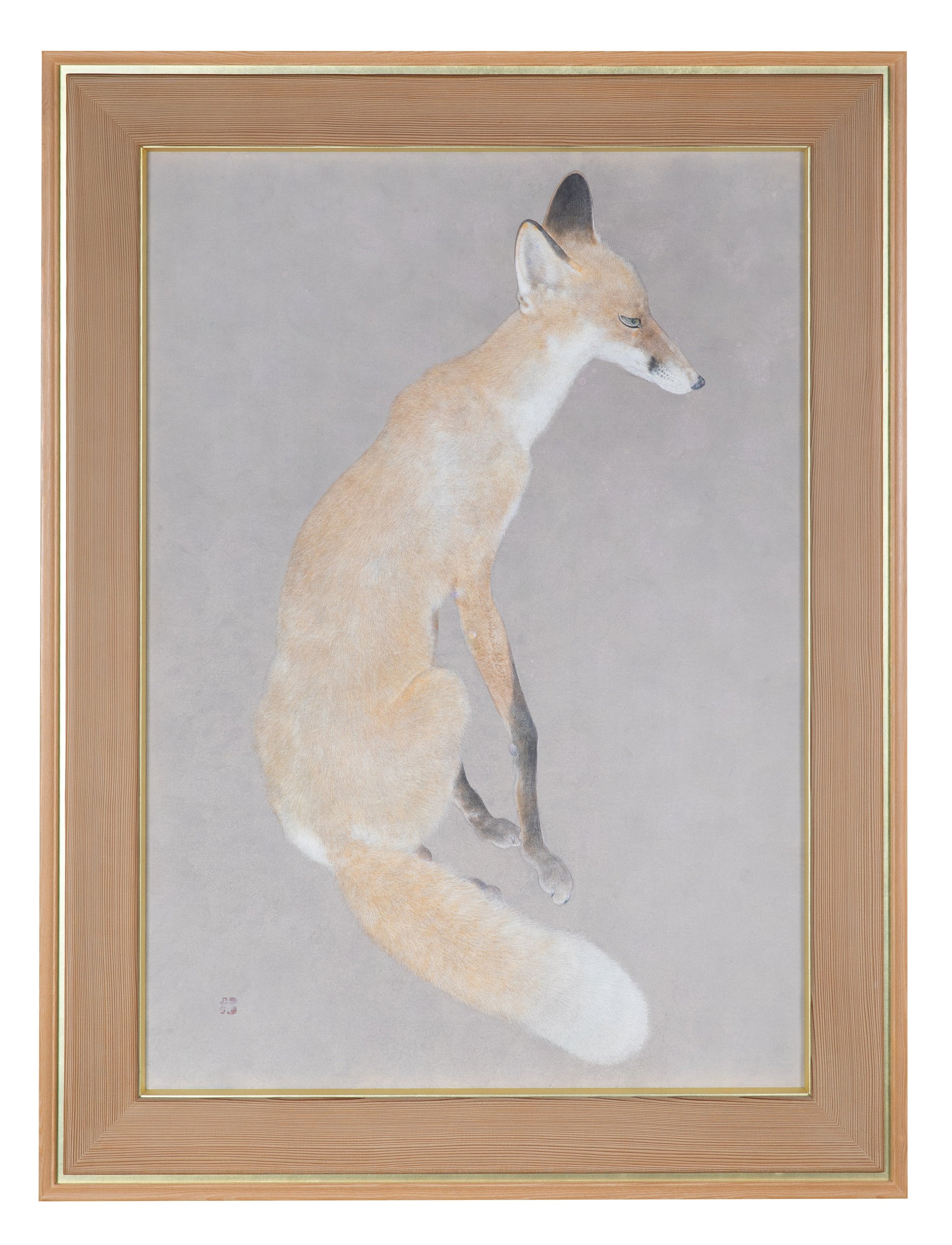 alt="Framed Kitsune (The Fox) painting by Koichi Takeuchi in Nihonga style"