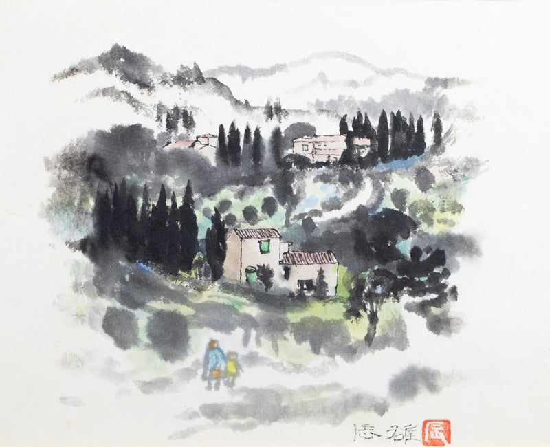 髙山辰雄　「路」　27.3×37.8㎝（5号大）　2.2kg　額付き
