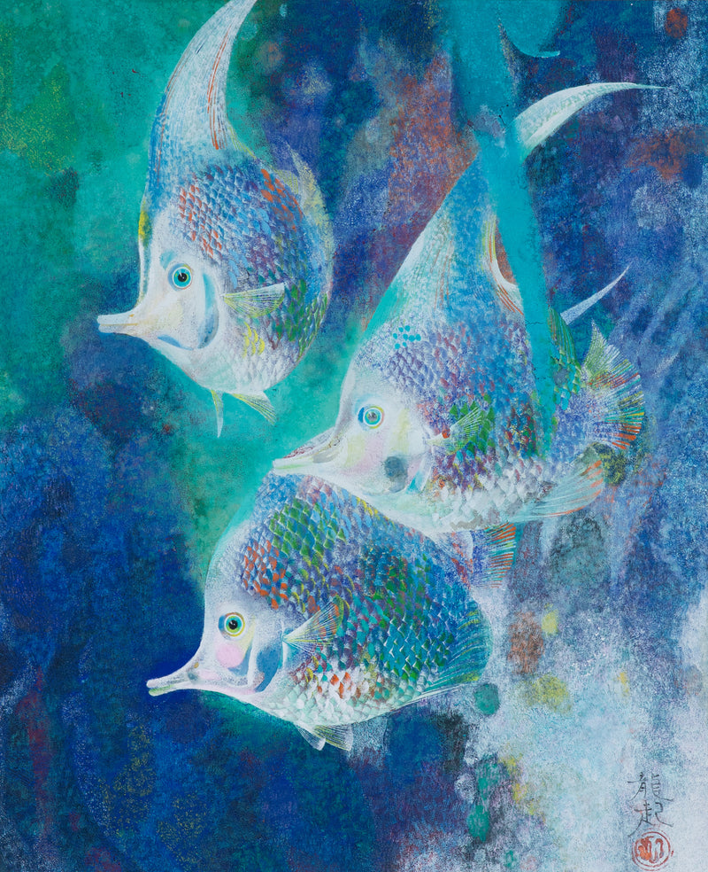 市野龍起　「魚」　62.4×52.0㎝（12号）　6.2kg　額付き