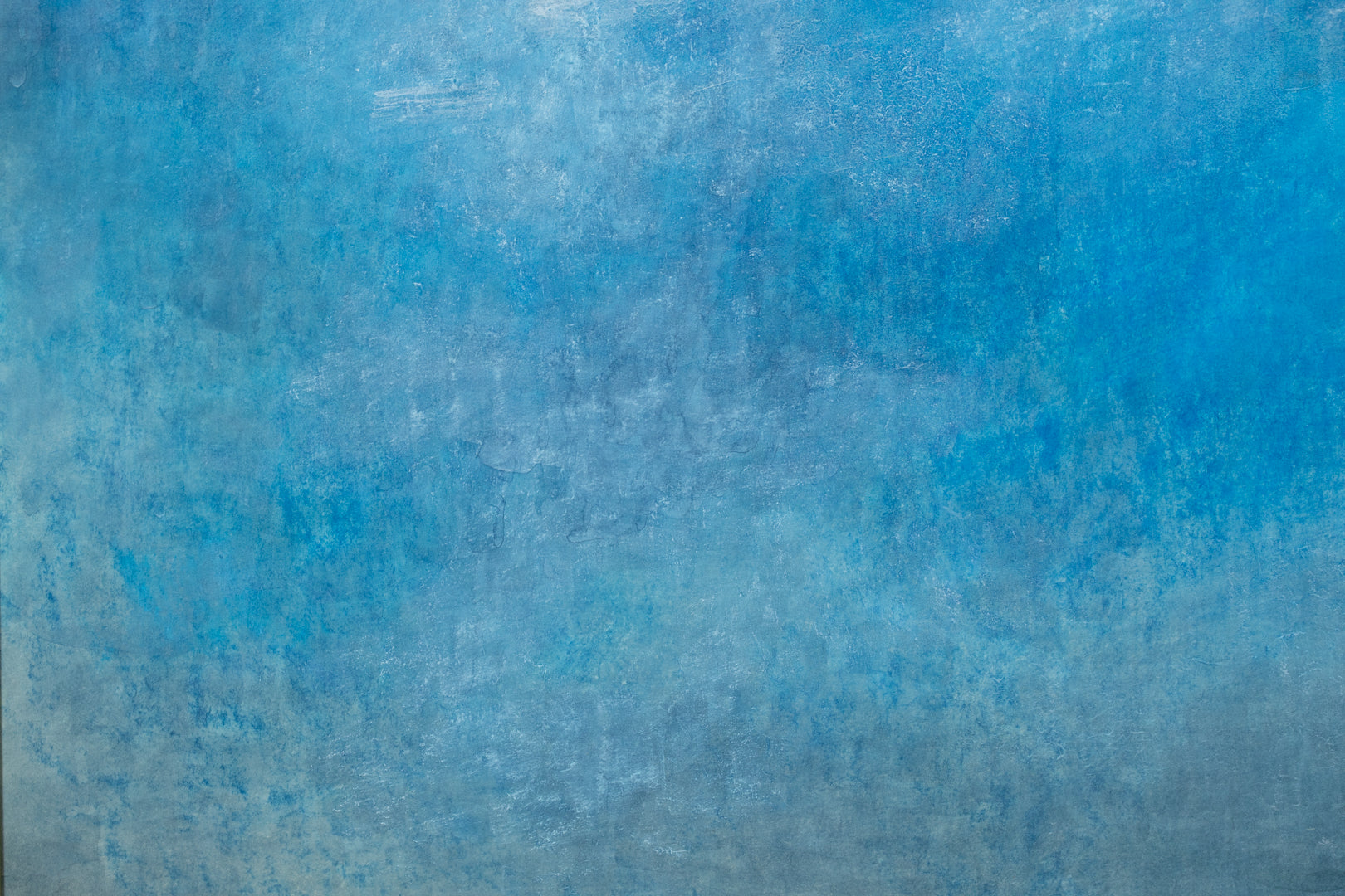 alt="Close-up detail of Yuunmushin (Clouds, Wandering Free) painting showing drifting clouds and subtle gradations of blue by Eien Iwahashi in Nihonga style"
