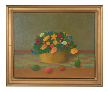 alt="Framed Flowers and Fruits of Saint-Rémy painting by Kojiro Kosugi in Nihonga style"

