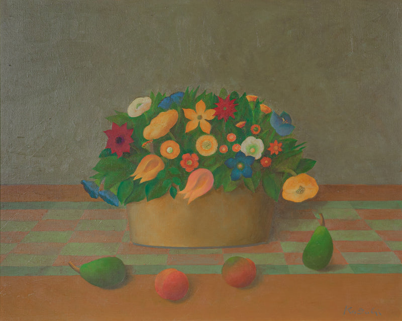 小杉小二郎　「サン・レミの花と果物」　72.7×90.9㎝（30号）　11.4㎏　額付き