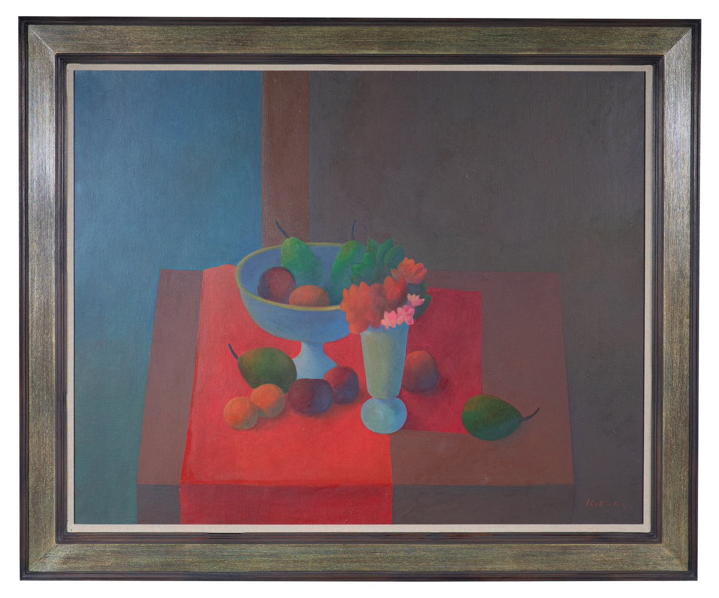 alt="Framed Madobe no Seibutsu (Still Life by the Window) painting by Kojiro Kosugi in Nihonga style"
