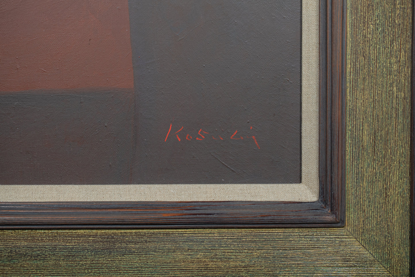 alt="Front signature of Kojiro Kosugi on the painting Madobe no Seibutsu (Still Life by the Window)"
