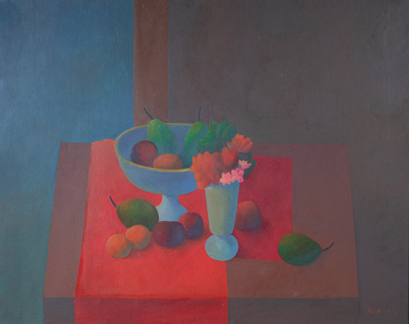 小杉小二郎　「窓辺の静物」　72.7×90.9㎝　8.5㎏　（30号）　額付き
