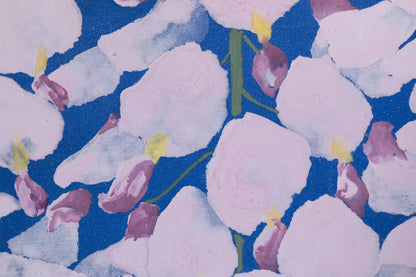 alt="Close-up detail of Harufukamu painting by Susumu Maki in Nihonga style"
