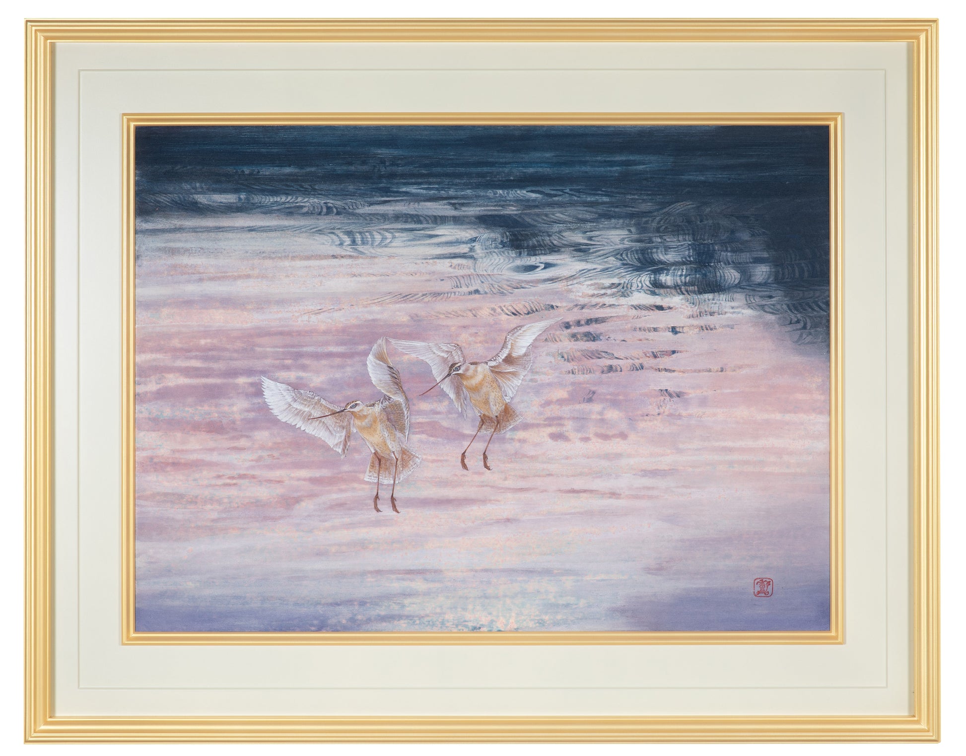 alt="Framed Akaneiro no Toki (Madder-Red Sky) painting by Yoshiyuki Nakano in Nihonga style"
