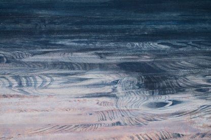 alt="Close-up detail of Akaneiro no Toki (Madder-Red Sky) painting showing the snipe in flight and gradation of evening sky by Yoshiyuki Nakano in Nihonga style"
