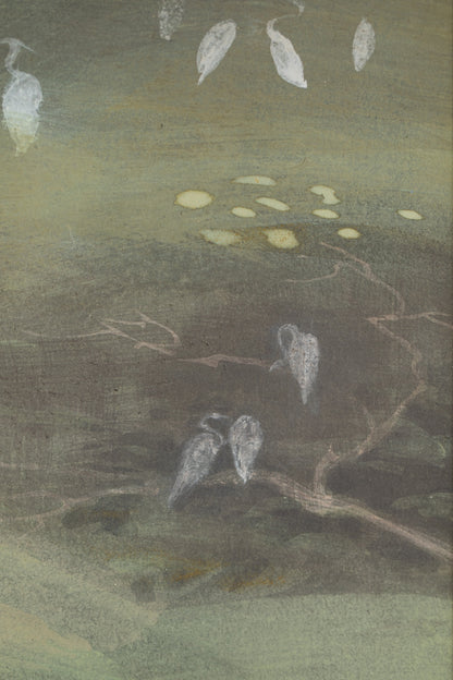 alt="Close-up detail of Ikoi painting by Mika Okumura in Nihonga style"
