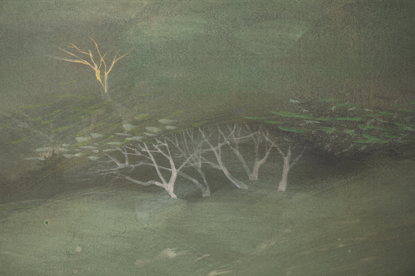 alt="Close-up detail of Ikoi painting by Mika Okumura in Nihonga style"
