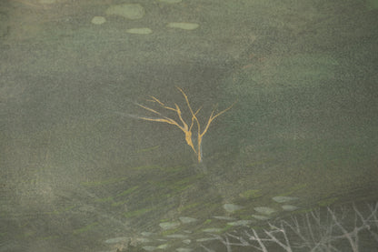 alt="Close-up detail of Ikoi painting by Mika Okumura in Nihonga style"
