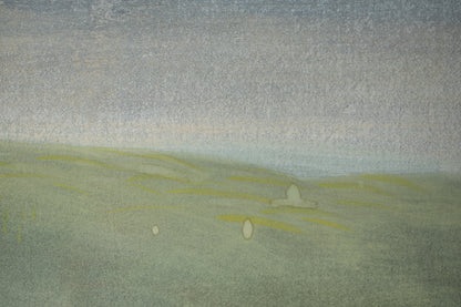 alt="Close-up detail of Ikoi painting by Mika Okumura in Nihonga style"
