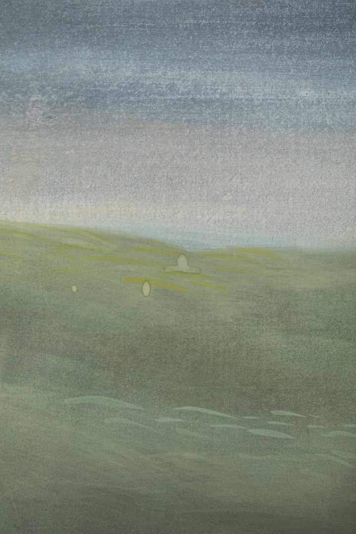 alt="Close-up detail of Ikoi painting by Mika Okumura in Nihonga style"
