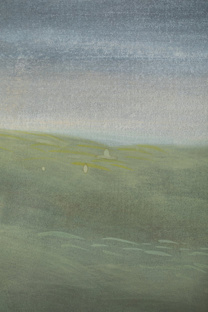 alt="Close-up detail of Ikoi painting by Mika Okumura in Nihonga style"
