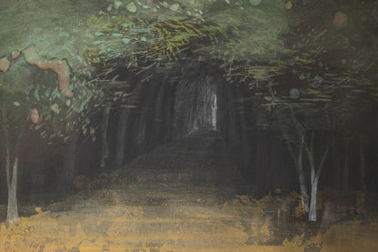alt="Close-up detail of Ikoi painting by Mika Okumura in Nihonga style"
