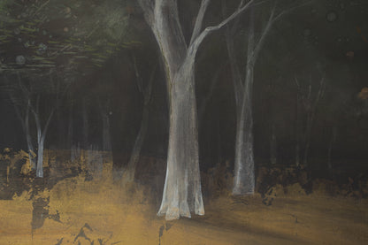 alt="Close-up detail of Ikoi painting by Mika Okumura in Nihonga style"
