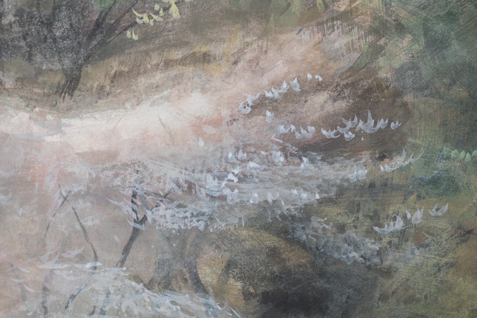 alt="Close-up detail of Yamazakura painting by Mika Okumura in Nihonga style"
