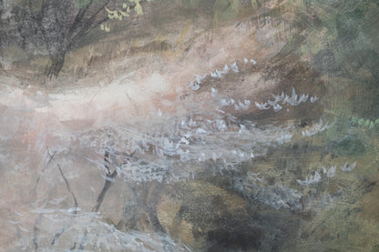 alt="Close-up detail of Yamazakura painting by Mika Okumura in Nihonga style"

