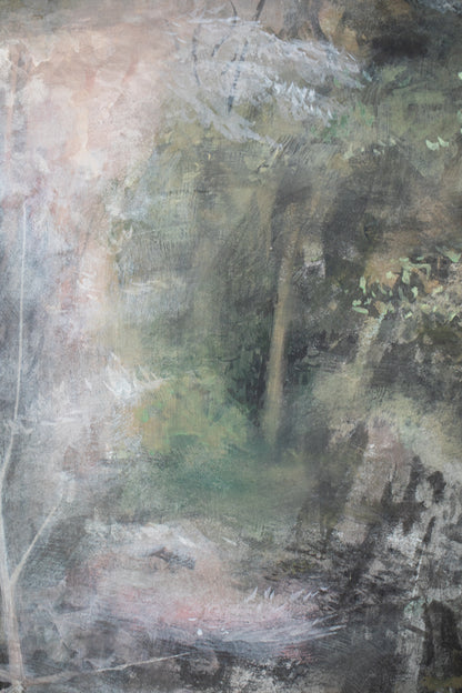 alt="Close-up detail of Yamazakura painting by Mika Okumura in Nihonga style"
