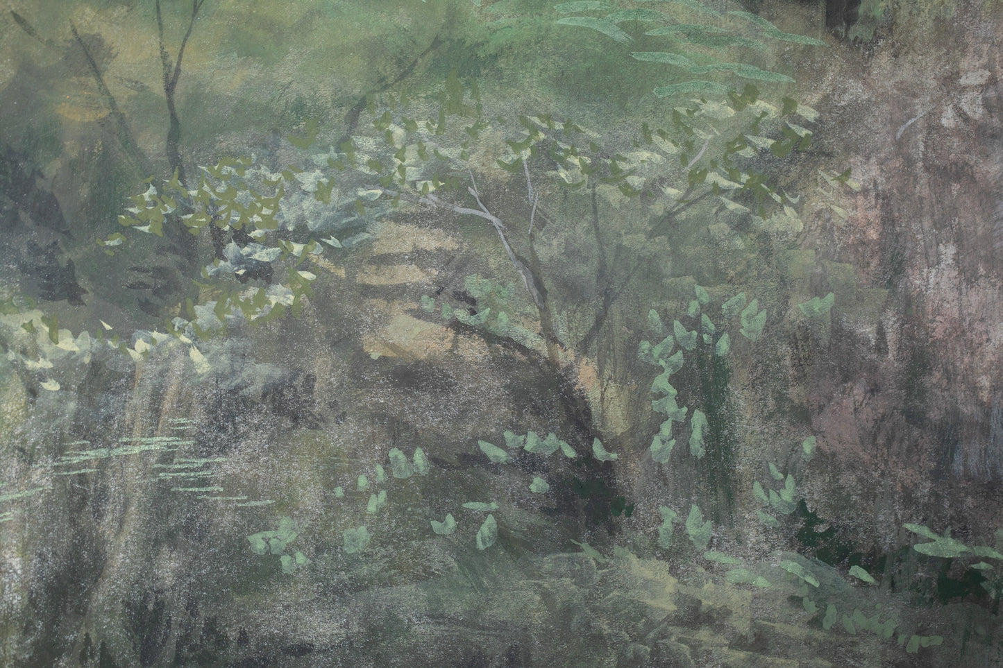 alt="Close-up detail of Yamazakura painting by Mika Okumura in Nihonga style"
