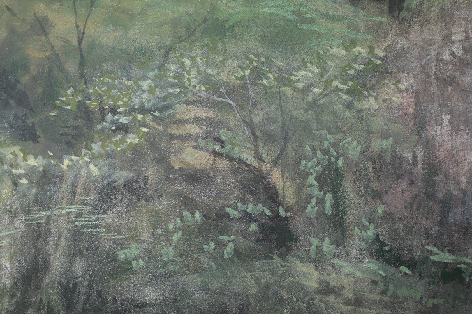 alt="Close-up detail of Yamazakura painting by Mika Okumura in Nihonga style"
