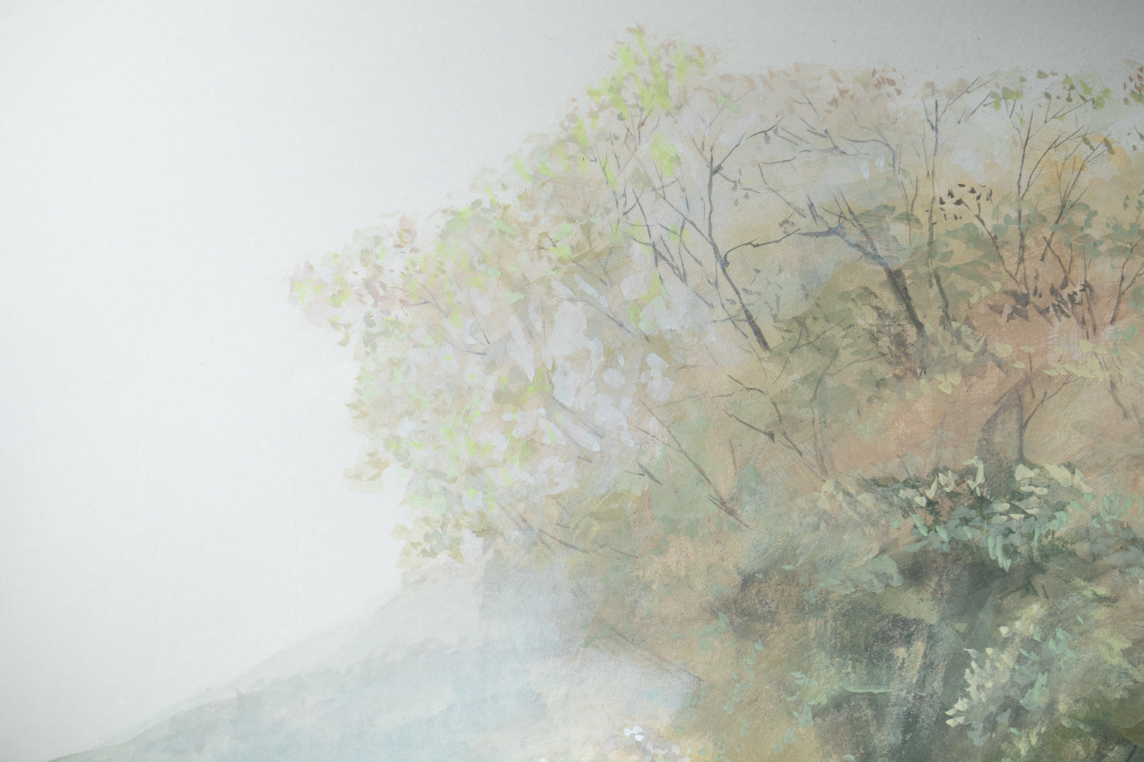 alt="Close-up detail of Yamazakura painting by Mika Okumura in Nihonga style"

