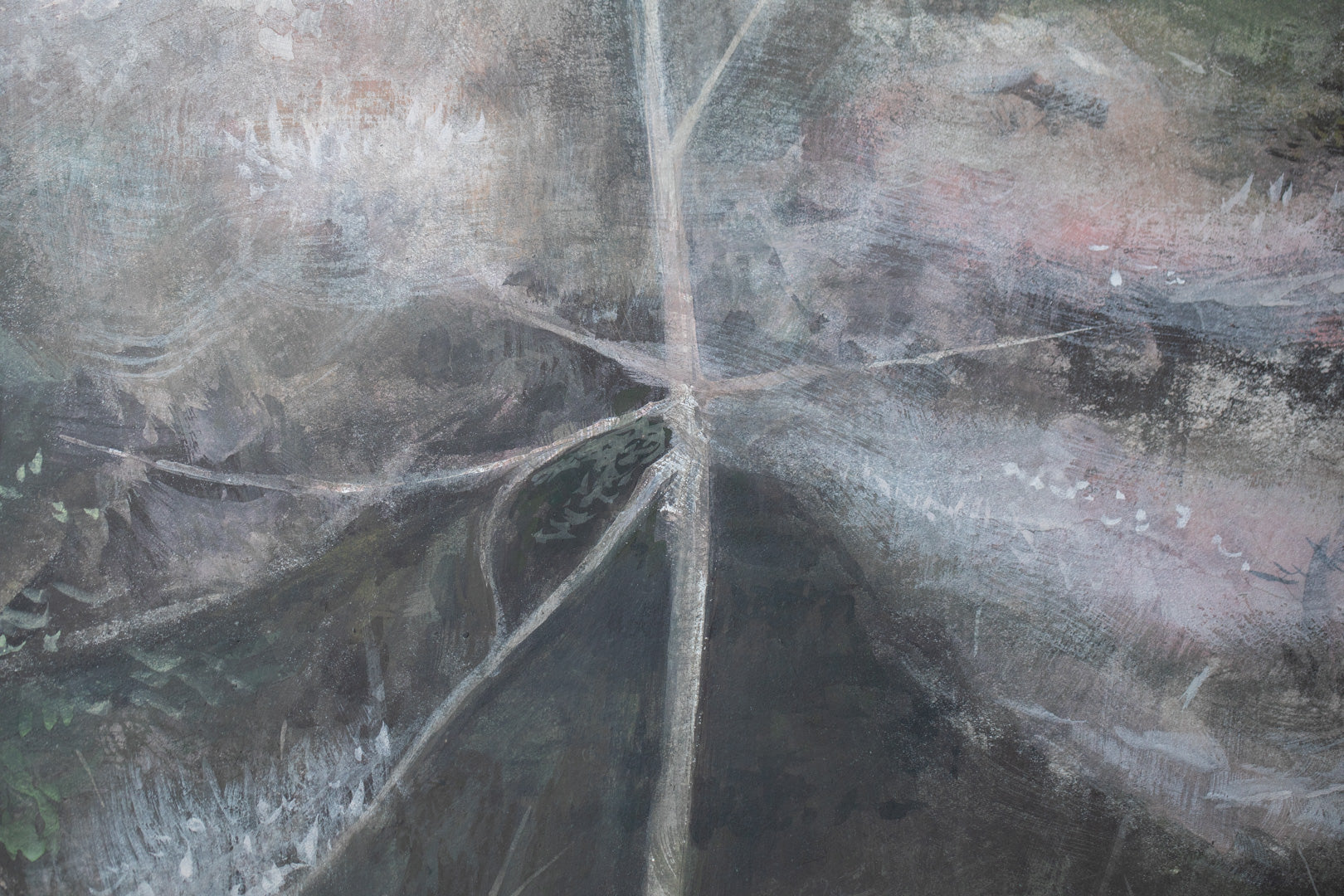 alt="Close-up detail of Yamazakura painting by Mika Okumura in Nihonga style"
