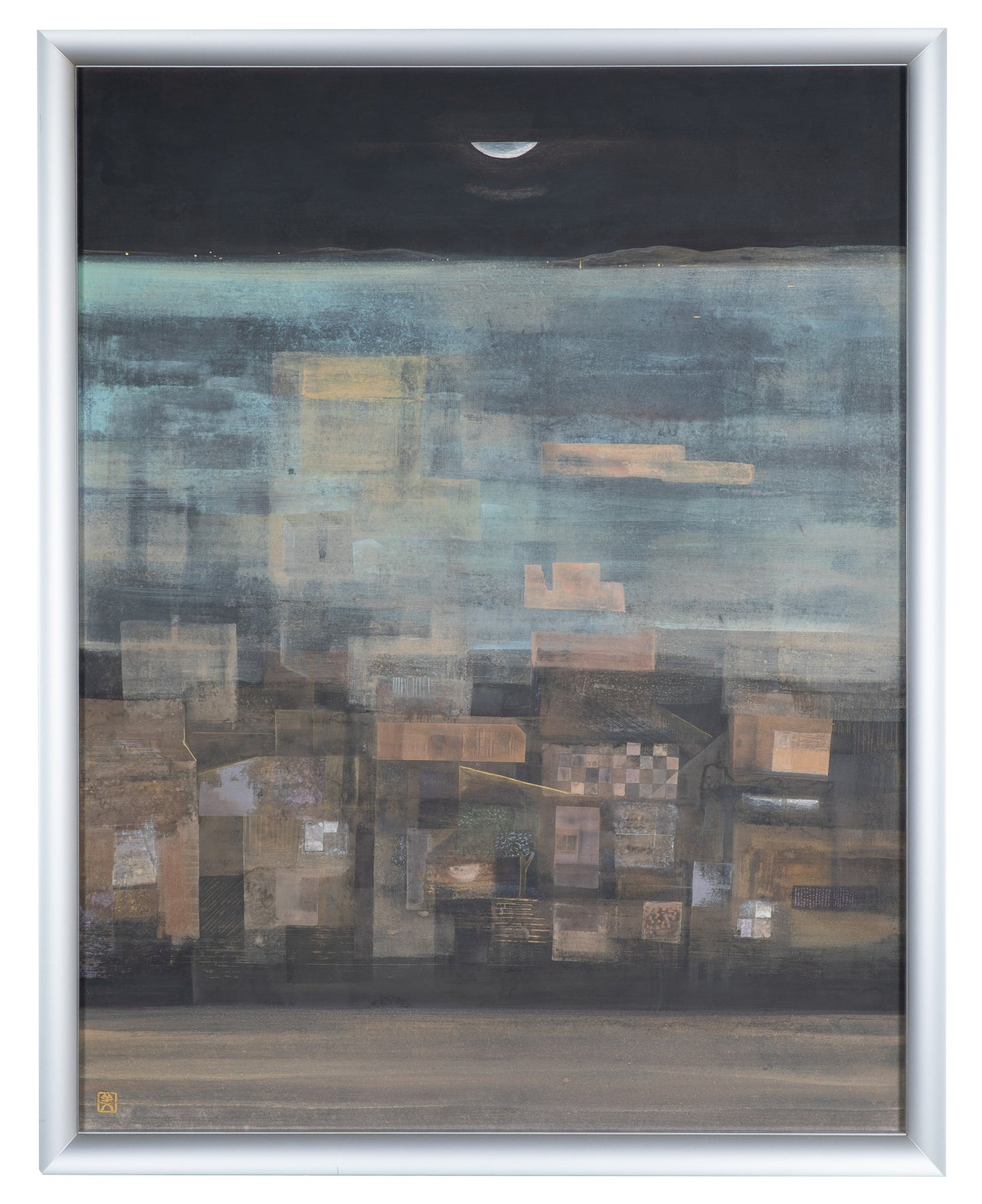 alt="Framed Yasoukyoku (Nocturne) painting by Mika Okumura in Nihonga style"
