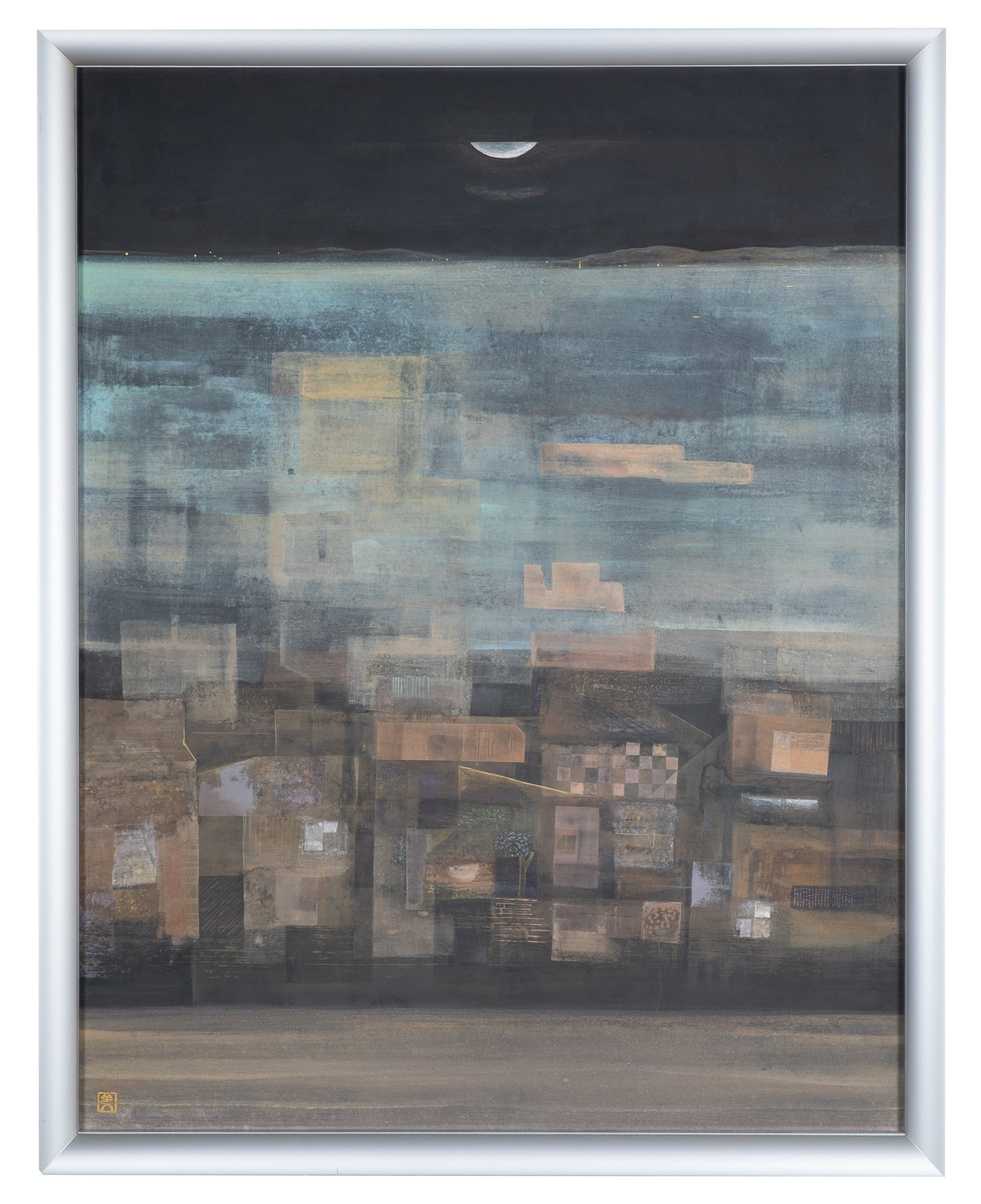 alt="Framed Yasoukyoku (Nocturne) painting by Mika Okumura in Nihonga style"
