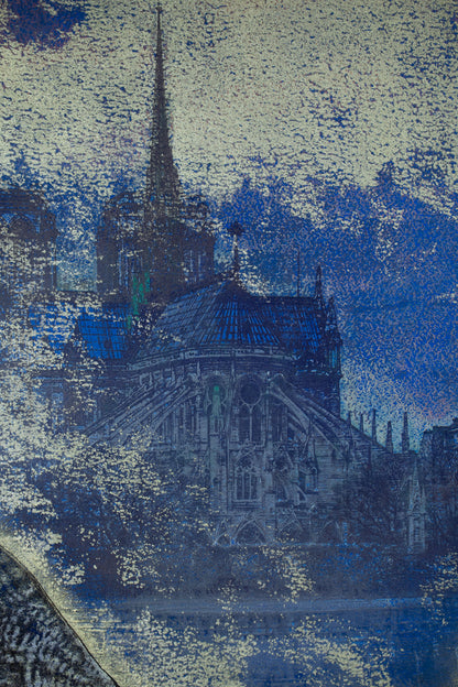 alt="Close-up detail of Kakou painting by Yoshihiro Shimoda in Nihonga style"
