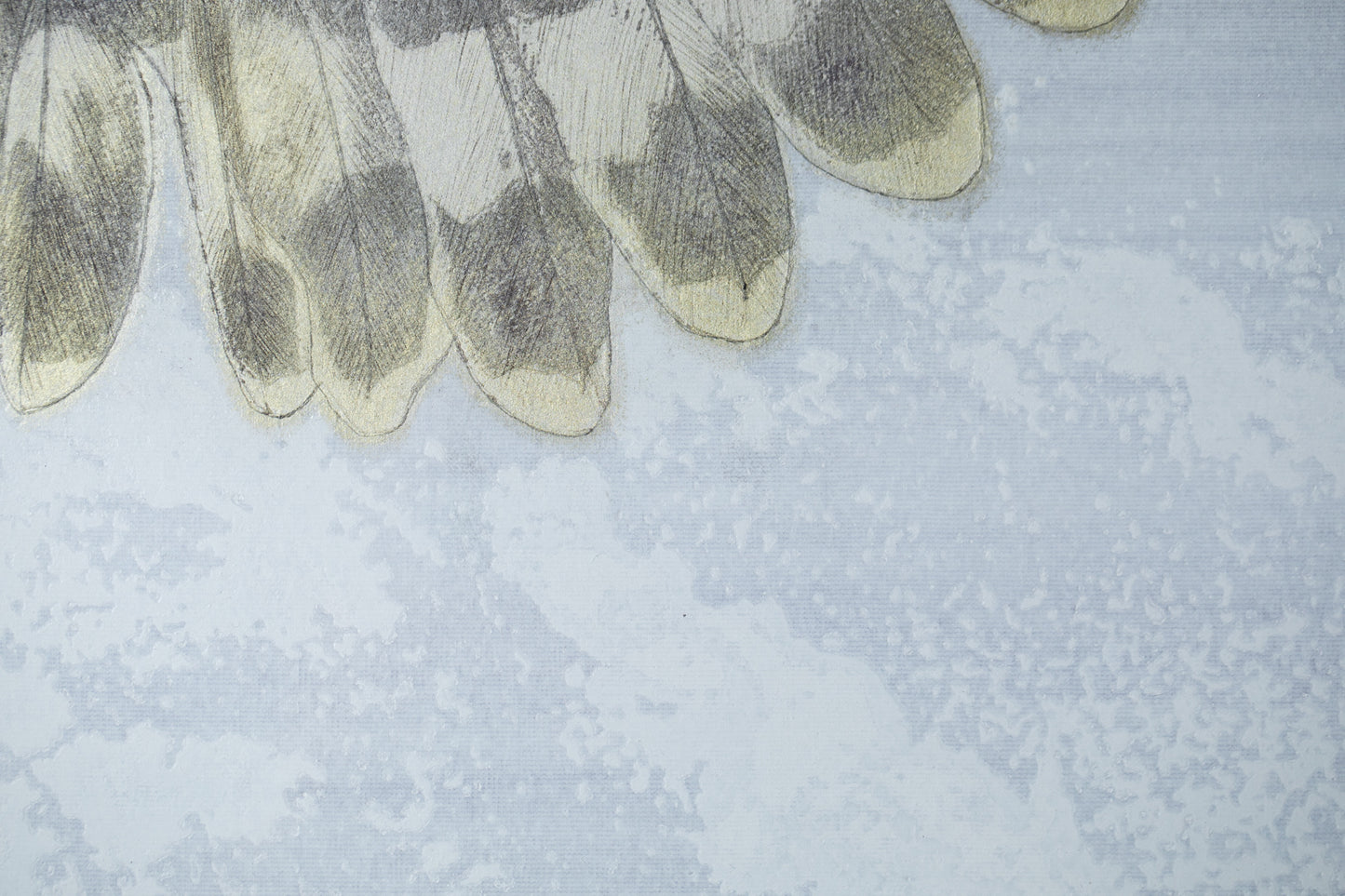 alt="Close-up detail of Kakou painting by Yoshihiro Shimoda in Nihonga style"
