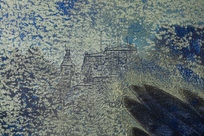 alt="Close-up detail of Kakou painting by Yoshihiro Shimoda in Nihonga style"
