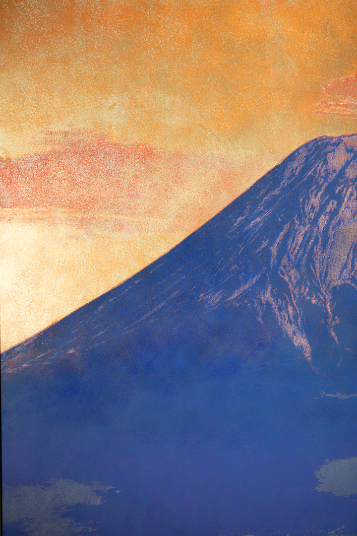 alt="Close-up detail of Reimei painting by Yoshihiro Shimoda in Nihonga style"
