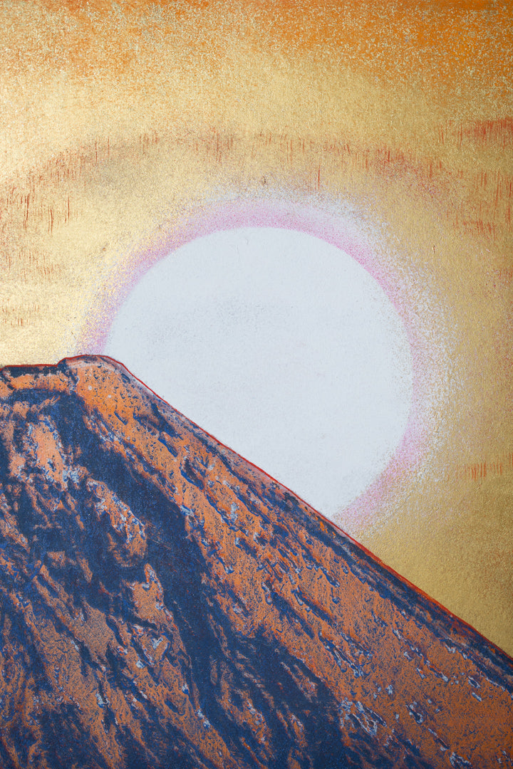 alt="Close-up detail of Reimei painting by Yoshihiro Shimoda in Nihonga style"
