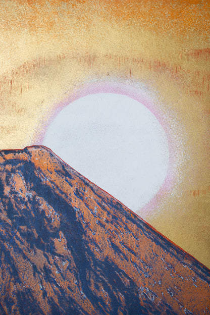 alt="Close-up detail of Reimei painting by Yoshihiro Shimoda in Nihonga style"
