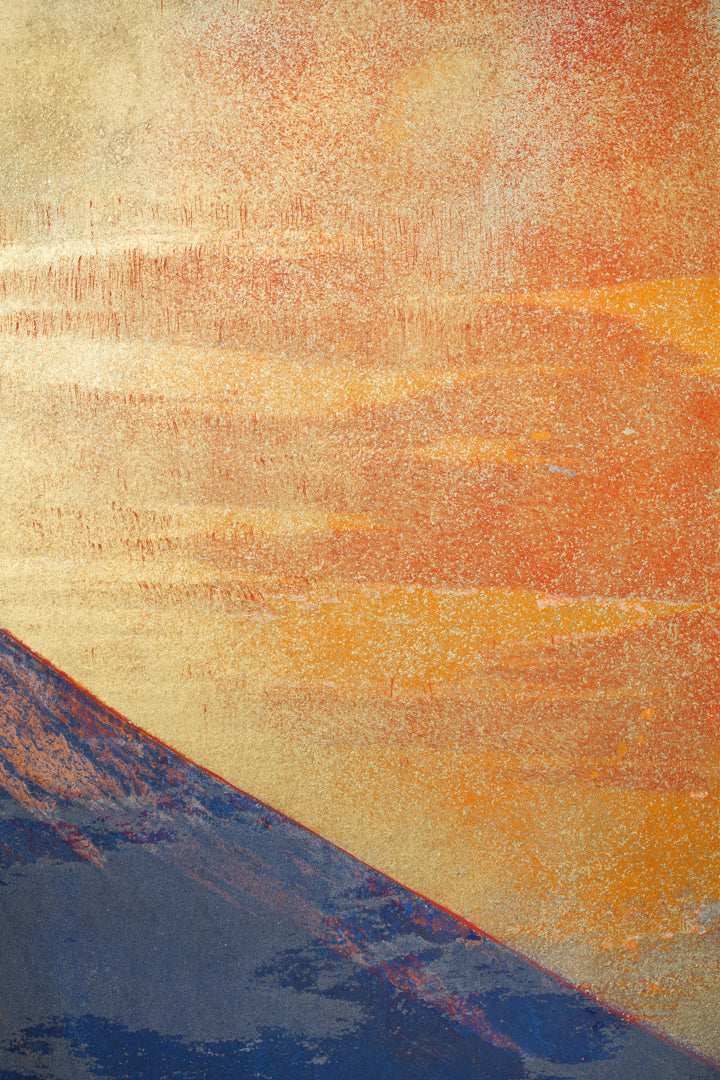 alt="Close-up detail of Reimei painting by Yoshihiro Shimoda in Nihonga style"
