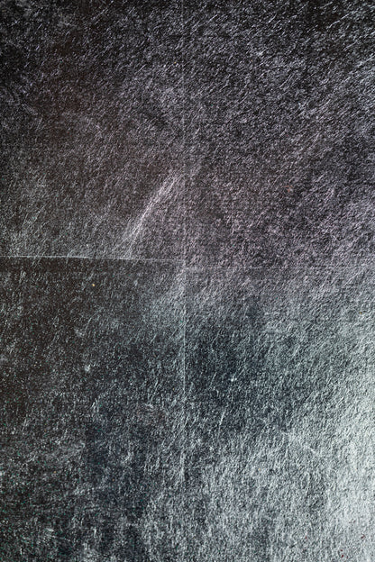 alt="Close-up detail of The Reclining Dragon Pine painting showing cracked ink texture and scattered malachite pigment by Takehiko Sugawara in Nihonga style"
